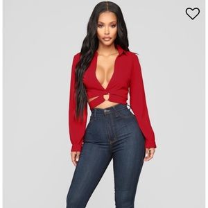Fashion Nova Cropped Wrap Blouse